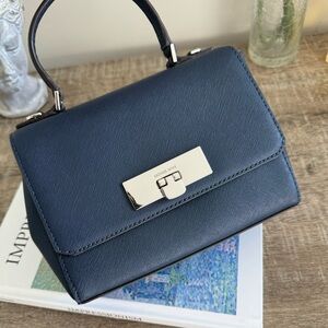 NWT Michael Kors Callie Small Messenger Navy Saffiano Leather Crossbody Bag